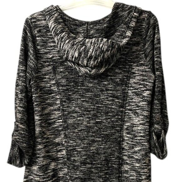 Style & Co. Black and White Knit Zip Front Hooded Cardigan - Picture 6 of 9